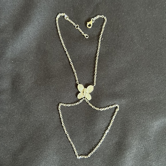 Sterling Silver Rhodium Plated Chain Bracelet Ring - Picture 6 of 10